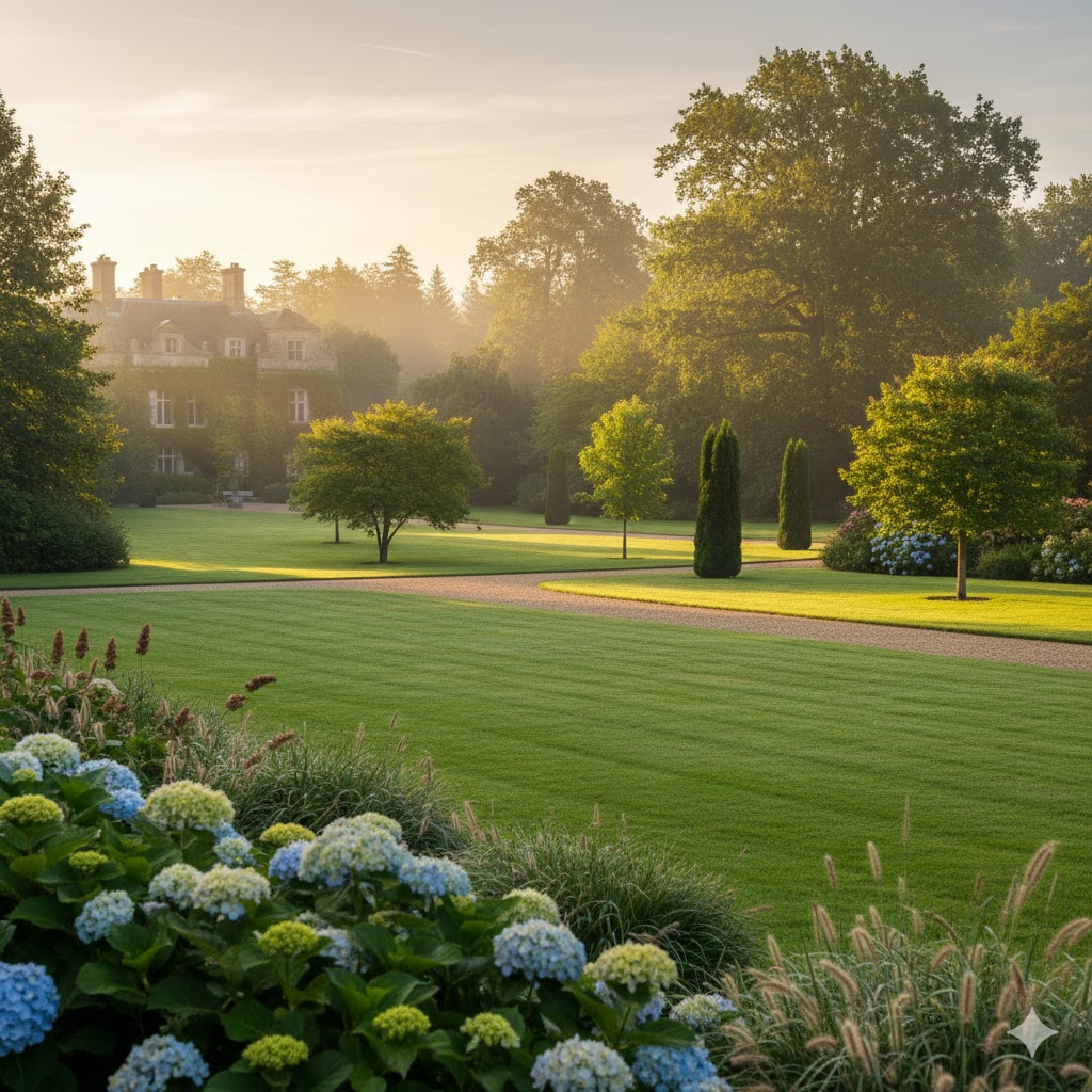 Jardinier effectuant la taille d'une haie dans un jardin arboré à Bordeaux